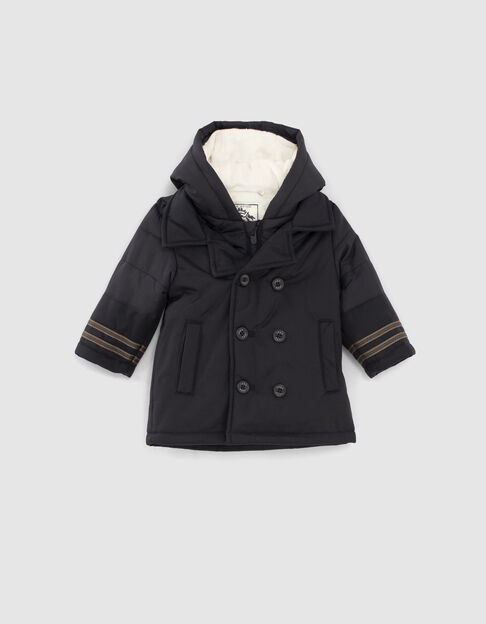 Baby boys’ navy parka with black quilted facing - IKKS