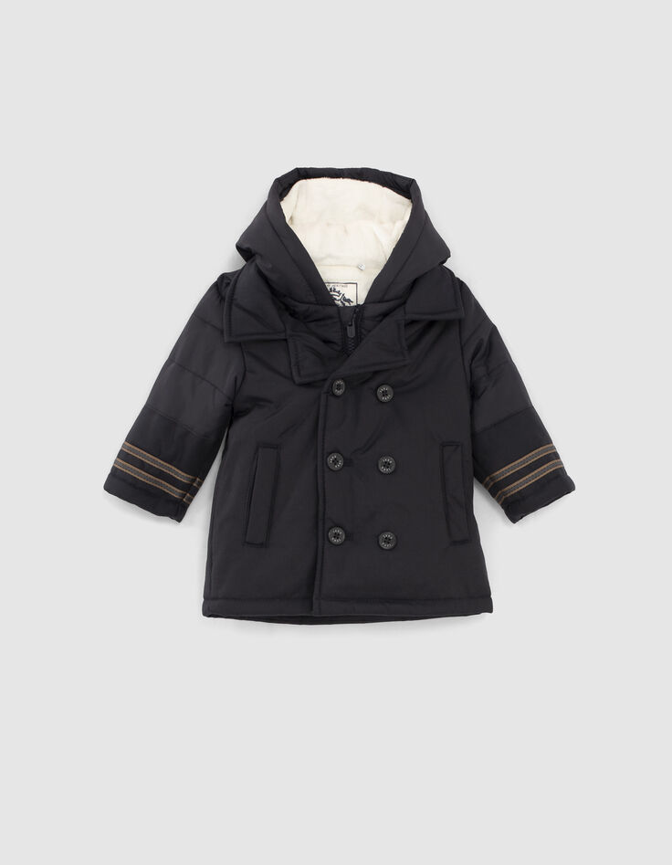 Baby boys’ navy parka with black quilted facing-1