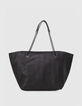 Schwarze Oversize-Damencabastasche aus Leder-3