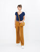 Indigo geschulpte top met borduursels I.Code-6