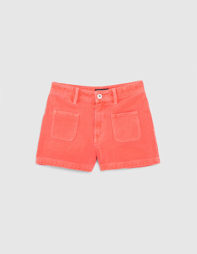 Shorts vaqueros rojo reciclado bolsillos parche niña - IKKS