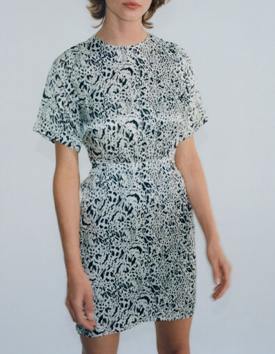 Cremeweißes Damenkleid mit Animal-Print - IKKS
