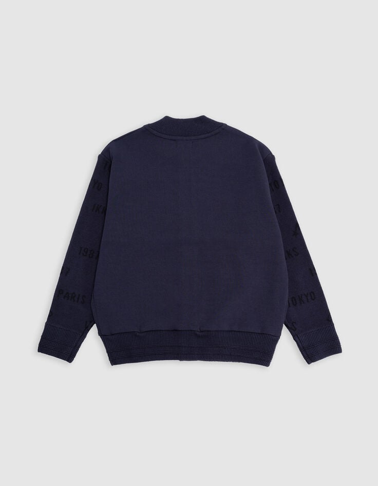 Navy vest mouwen gebreide logo's jongen-3