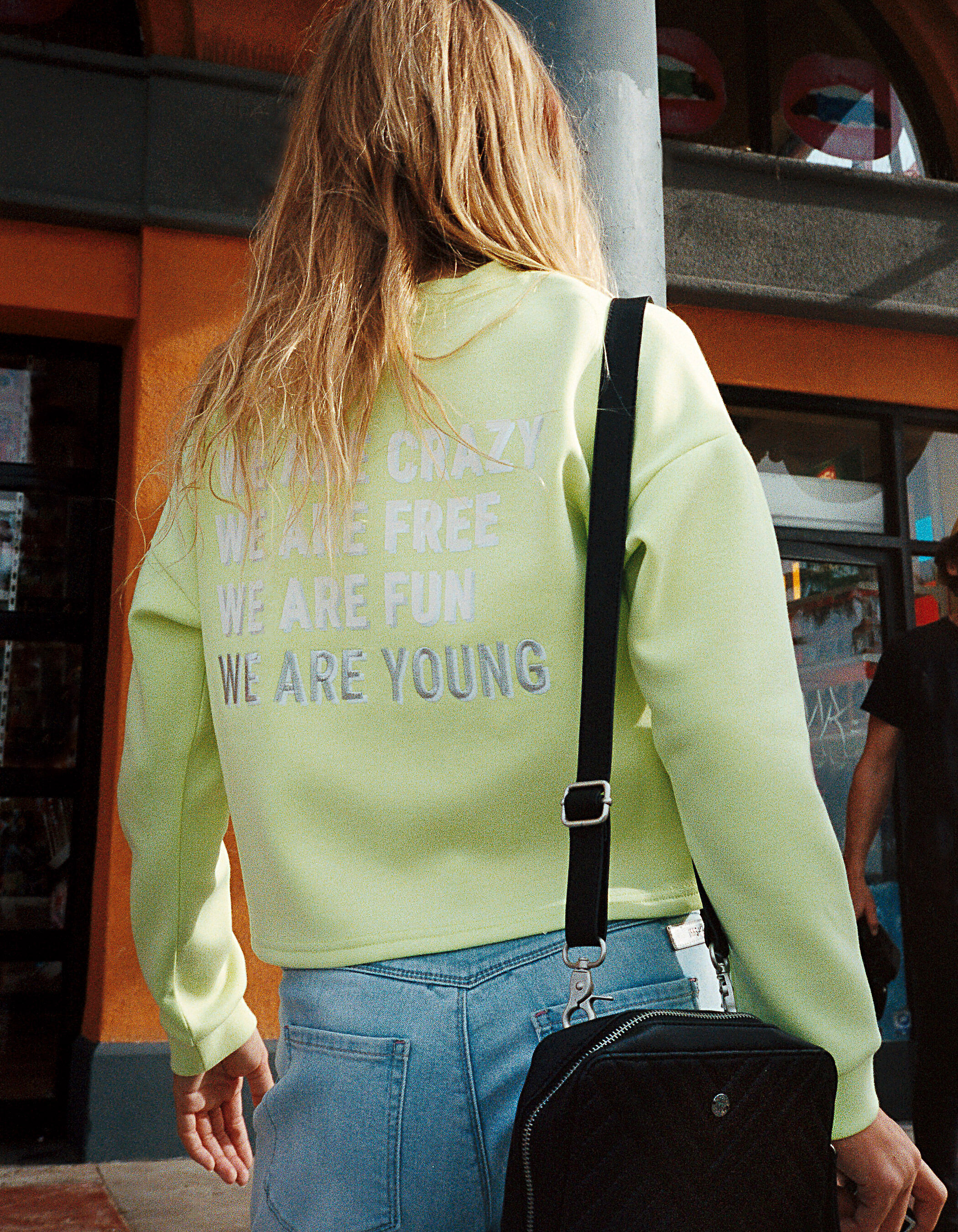 Girls yellow WAY neon capsule cropped sweatshirt IKKS