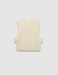 Women’s beige knit sleeveless bib front top-5