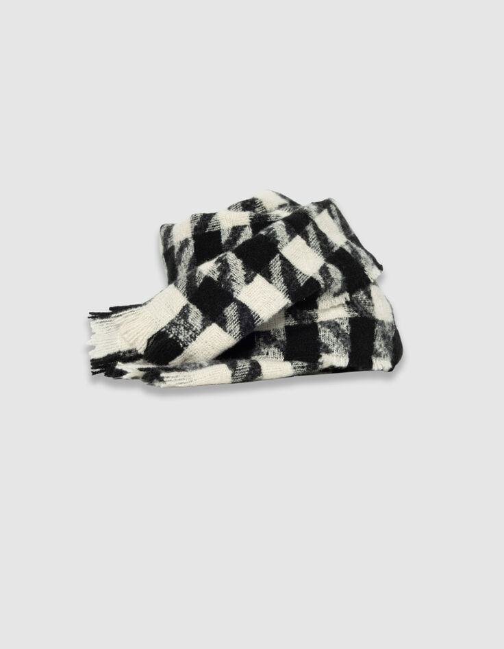 Echarpe noire motif pied-de-poule Femme-4 Echarpe noire motif pied-de-poule Femme-4