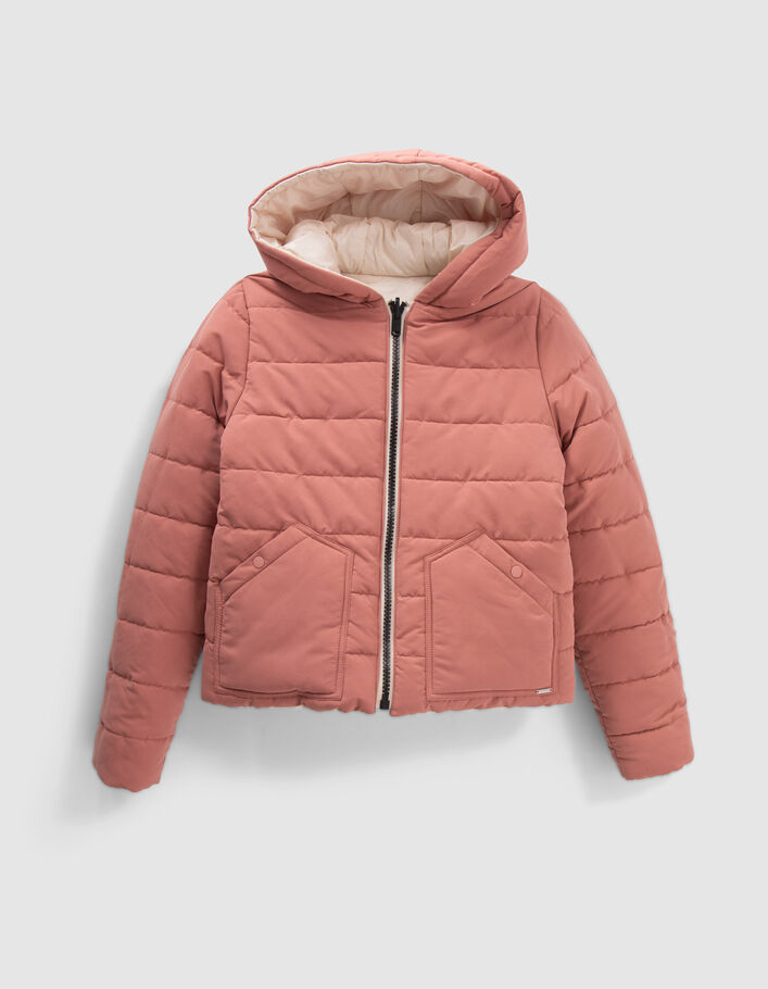 Doudoune réversible écrue ou terracotta fille-7