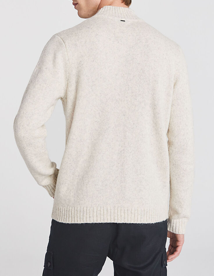 Ivoor herentrui reliëftricot opstaande kraag-4