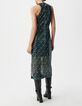 Robe midi noire imprimé géométrique brodée sequins Femme-2