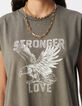 Camiseta caqui con mensaje y águila para Mujer-4