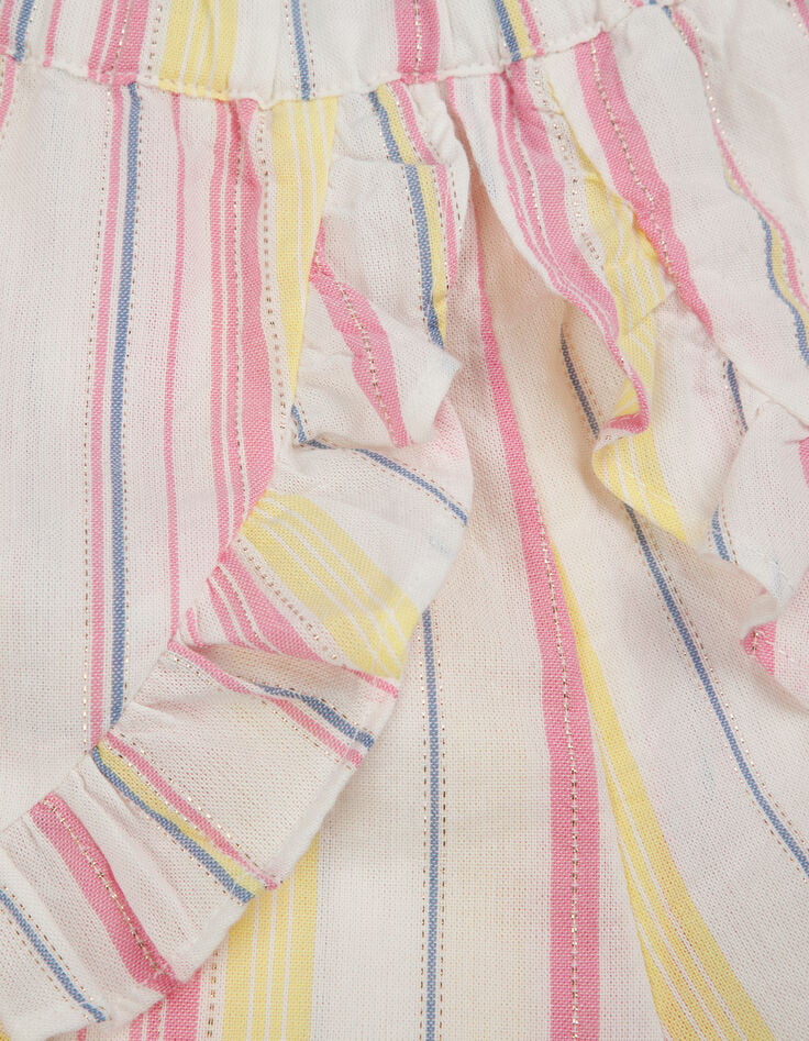 Rosa Shorts mit R&uuml;schen und Streifenmuster f&uuml;r M&auml;dchen-3
