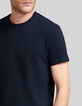 Men's navy decorative jacquard knit T-shirt-4