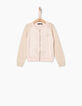 Cardigan rose poudré bi matière et pailleté fille-1