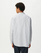 Herren 100% Baumwolle REGULAR blau gestreiftes Hemd-3