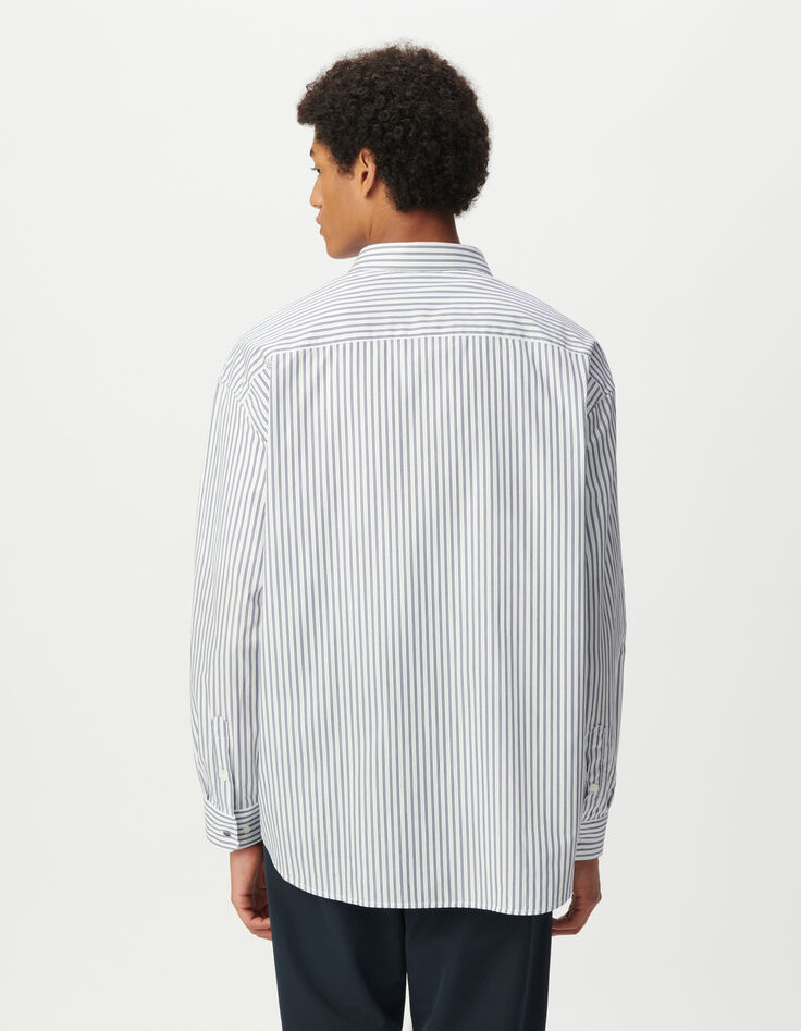 Herren 100% Baumwolle REGULAR blau gestreiftes Hemd-3 Herren 100% Baumwolle REGULAR blau gestreiftes Hemd-3