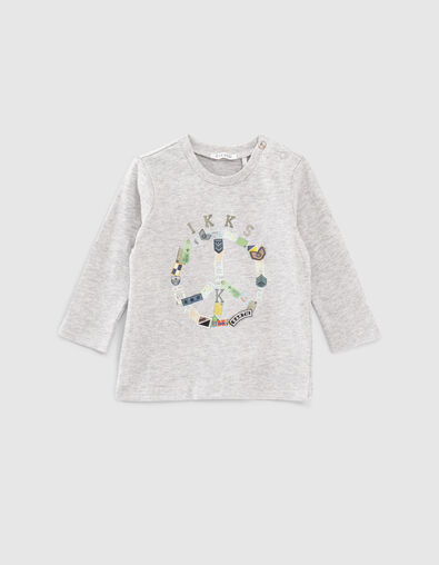 Camiseta gris motivos e insignias aviadores bebé niño  - IKKS