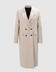 Women's long ecru pea jacket-8