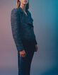 Women’s black tweed-look biker-style jacket-1