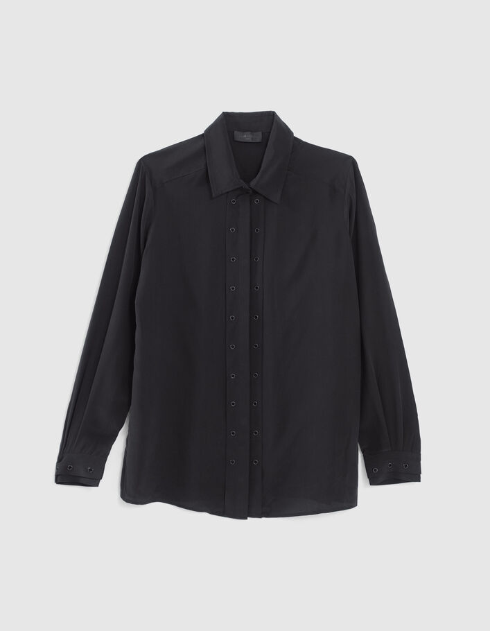 Pure Edition-Women’s black silk shirt with eyelets-5