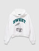 Sweat à capuche blanc message brodé fille-3