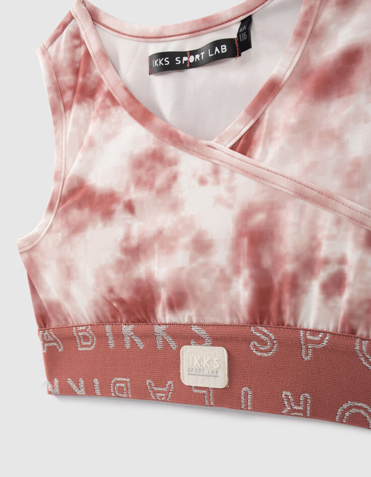 Girls’ ecru sport T-shirt with tie-dye bra top-8