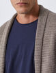 C&aacute;rdigan beige punto fantas&iacute;a cuello chal hombre-3