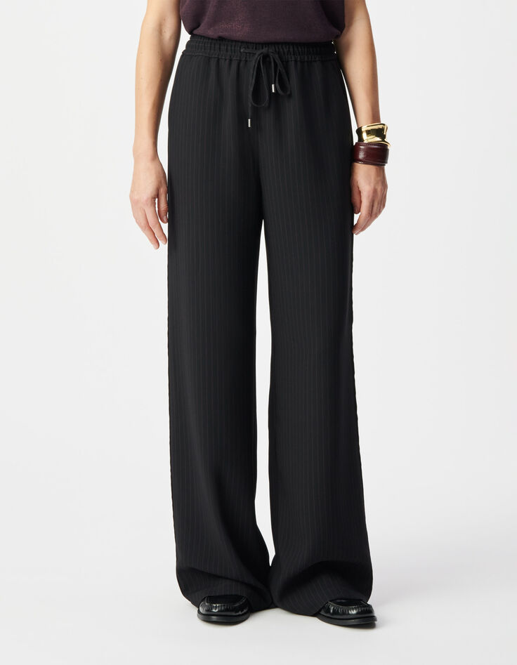 Zwarte krijtstreep tennisbroek Dames-2