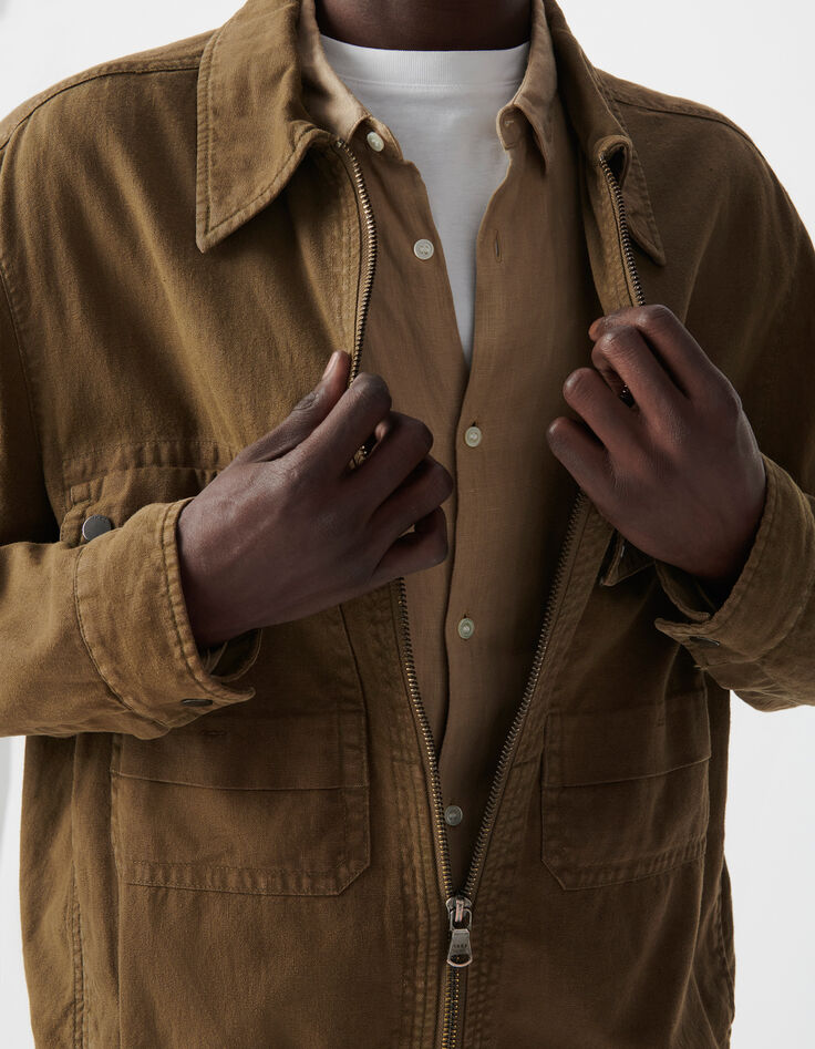 Blouson bronze coton lin esprit army Homme-4