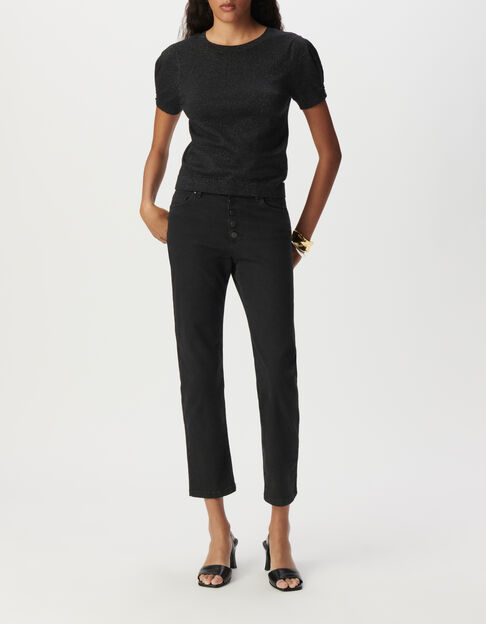 Pull noir tricot fin r&eacute;versible devant dos - IKKS