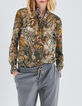 Blouse kaki imprimé paysage Femme-1