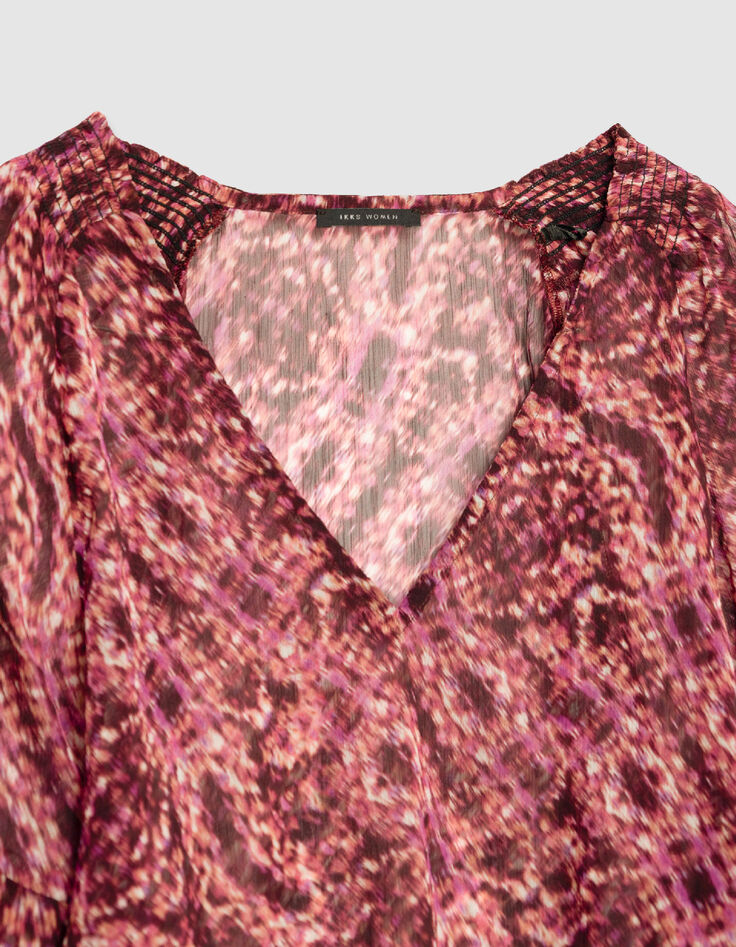 Blouse rose imprim&eacute; animalier Femme-7