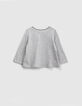 Camiseta gris jaspeado visual gato bebé niña-3