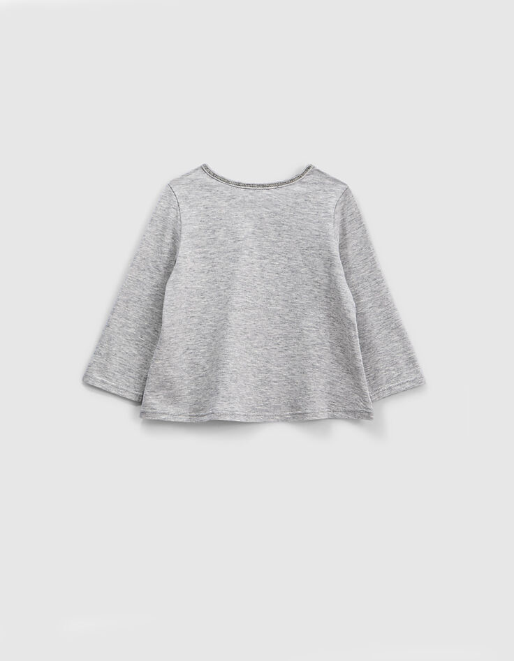 Camiseta gris jaspeado visual gato bebé niña-3 Camiseta gris jaspeado visual gato bebé niña-3