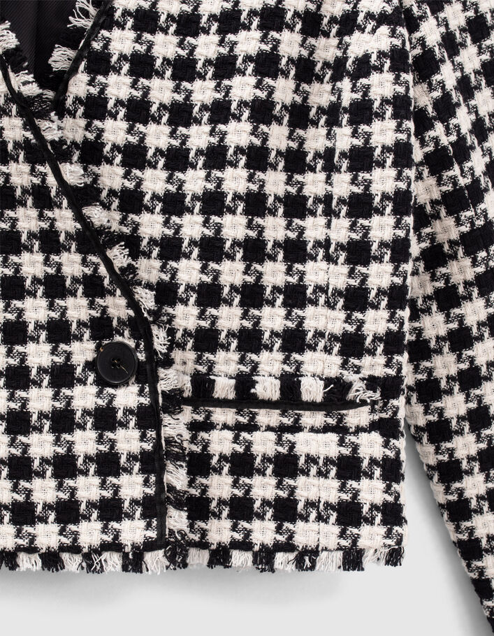 Women’s black houndstooth motif tweed-look jacket - IKKS