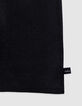 Girls’ black satin dress with smocked panel-5