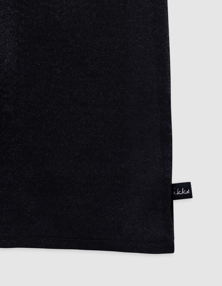 Girls’ black satin dress with smocked panel-5
