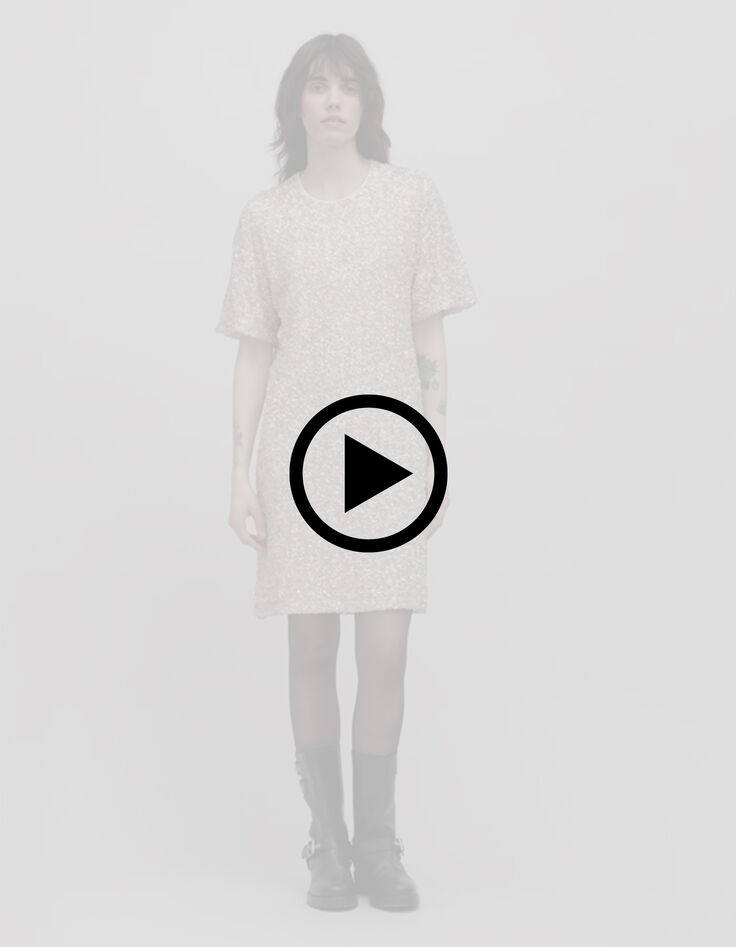 Sequin-embroidered champagne dress for women-6
