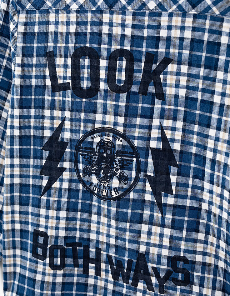 Boys&rsquo; navy check print shirt-4