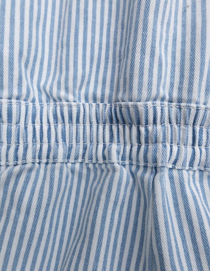 Combishort en jean blanc rayures bleues fille-8