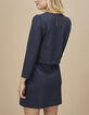 I.Code navy pinstripe dress with ribbed collar-3