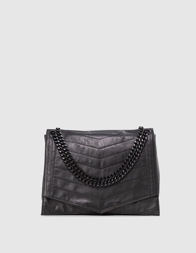 Tas THE 1. zwart doorstikt leer Maat XL Dames - IKKS