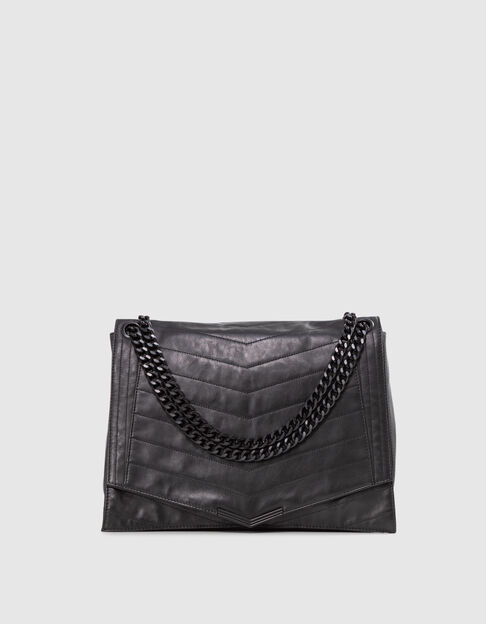 Tas THE 1. zwart doorstikt leer Maat XL Dames - IKKS