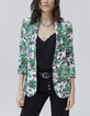 Veste de tailleur verte imprimé végétal Femme-2