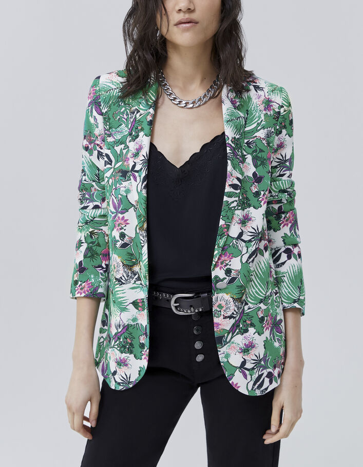 Women’s green plant print suit jacket - IKKS