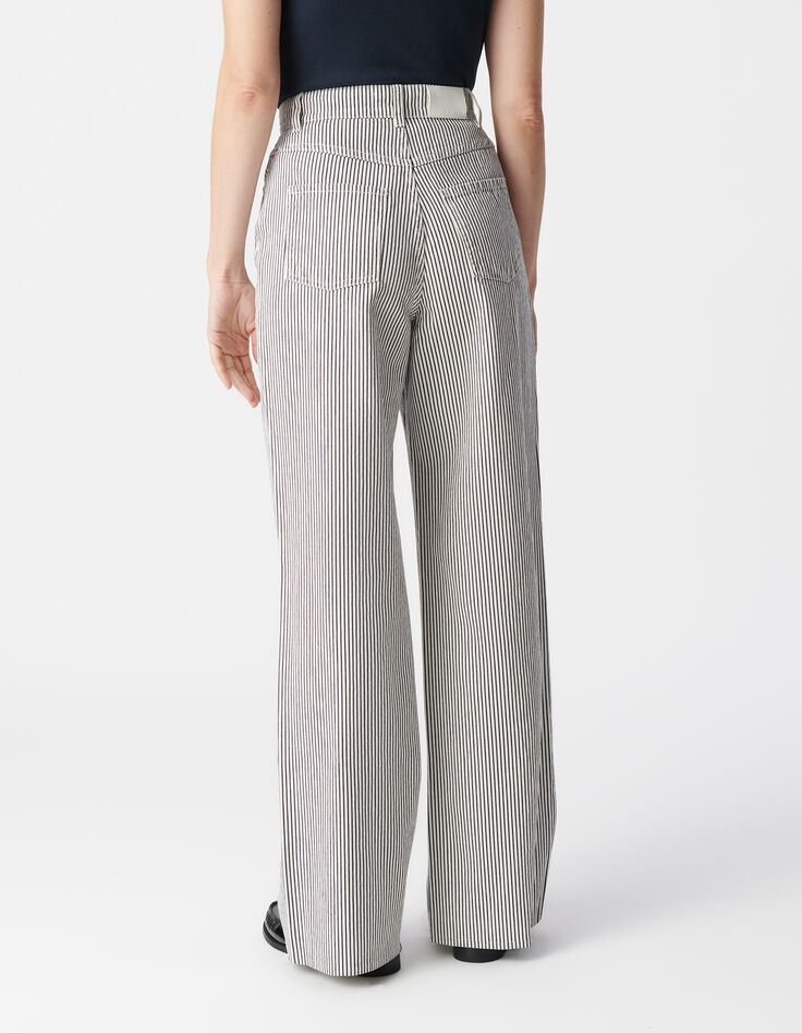 Witte jeans met wijde pijpen in krijtstreep Dames-3