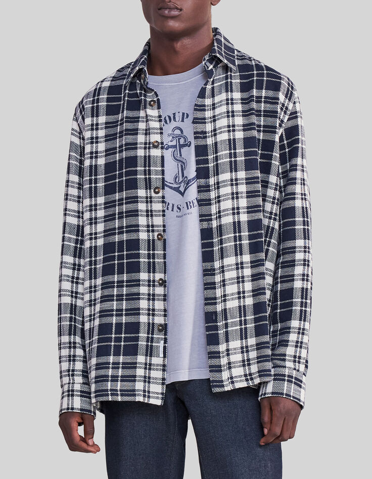 Surchemise REGULAR marine motif carreaux Homme-1