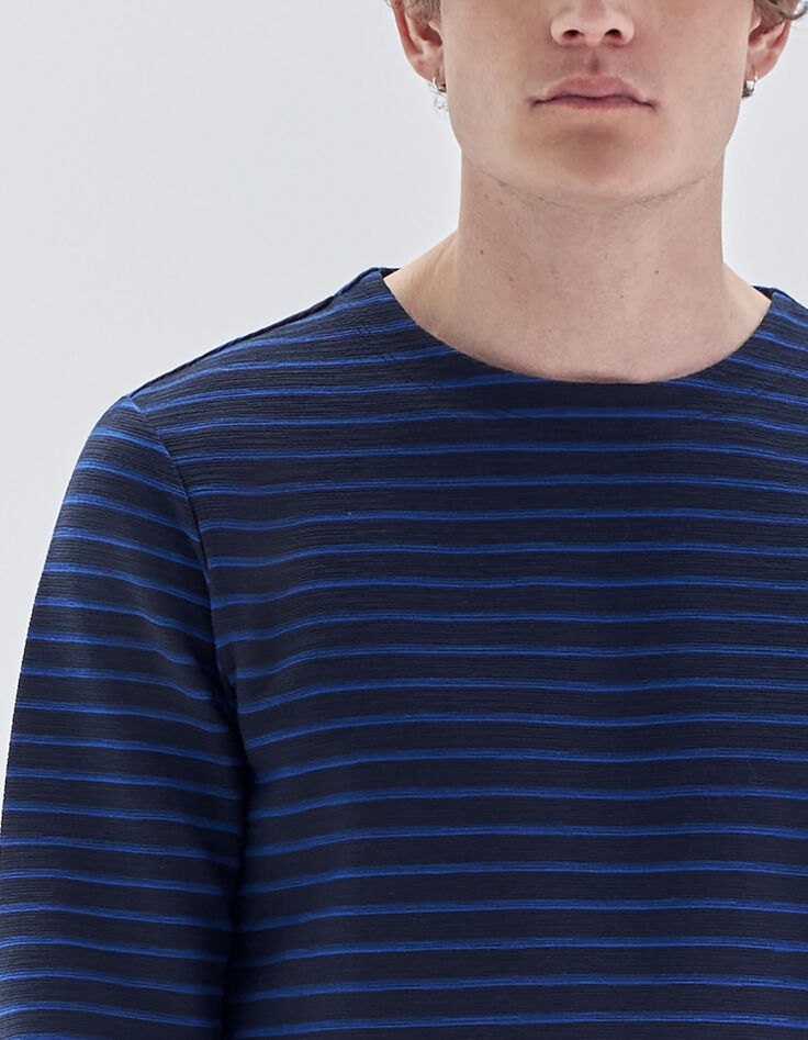 Men's navy t-shirt with blue stripes-4