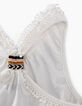 Top blanco roto cordoncillo rejilla y pompones niña-2