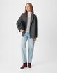 Veste de tailleur grise motif fines rayures Femme-5