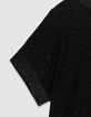 Women’s black lurex openwork knit short-sleeved T-shirt-3